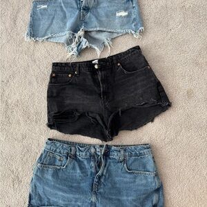 Zara Women's Jean Denim Shorts & Skort - Blue & Black